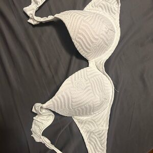 White Textured Bikini Top